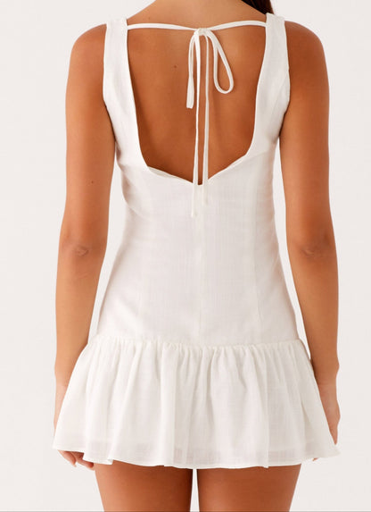 Anete Linen Mini Dress - White