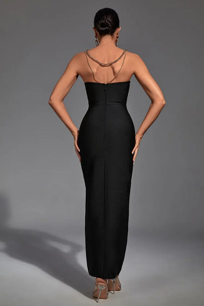 Melody Black High Slit Bandage Maxi Dress