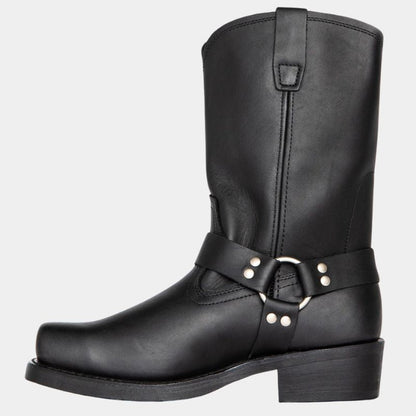 Women’s Vintage Cowboy Boots – Durable Western Harness Design with Classic Square Toe