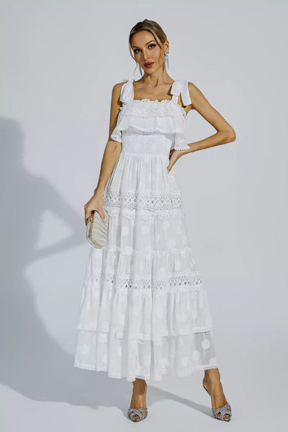 Milena White Cut Out Ruched Dress