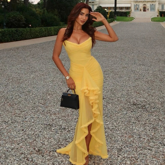 Mingmingxi IrRegular Ruffle Vacation Dress