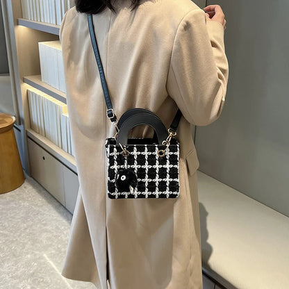 Classic Plaid Woolen Luxury Designer Clutch Crossbody Handbag