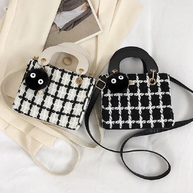 Classic Plaid Woolen Luxury Designer Clutch Crossbody Handbag