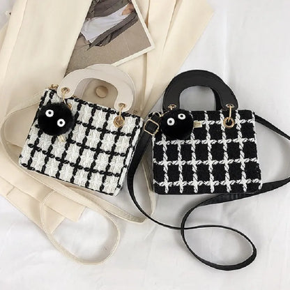 Classic Plaid Woolen Luxury Designer Clutch Crossbody Handbag