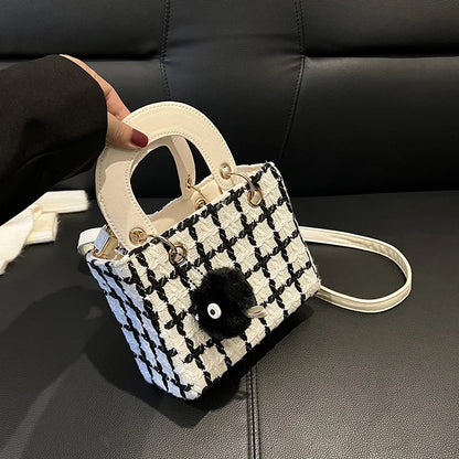 Classic Plaid Woolen Luxury Designer Clutch Crossbody Handbag