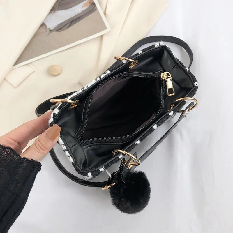 Classic Plaid Woolen Luxury Designer Clutch Crossbody Handbag