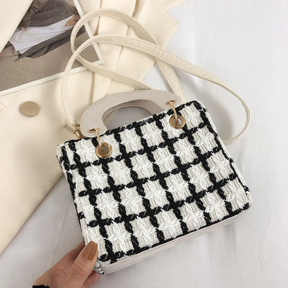 Classic Plaid Woolen Luxury Designer Clutch Crossbody Handbag