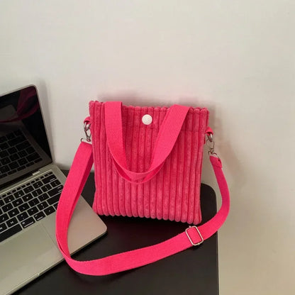 Mini Corduroy Zipper Shoulder Bag Spring Handbag