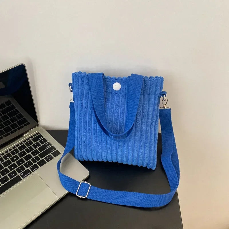 Mini Corduroy Zipper Shoulder Bag Spring Handbag