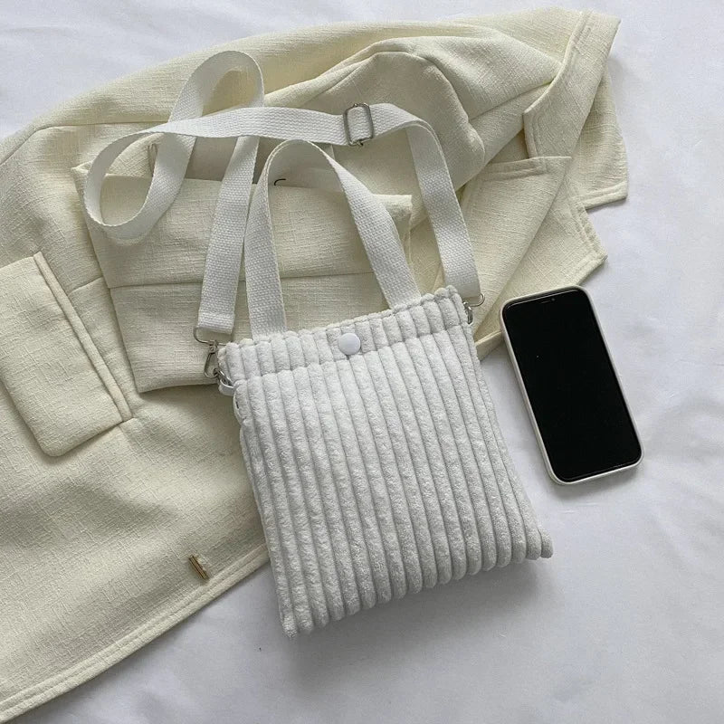 Mini Corduroy Zipper Shoulder Bag Spring Handbag