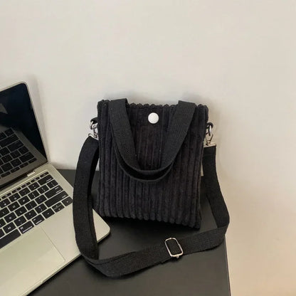 Mini Corduroy Zipper Shoulder Bag Spring Handbag