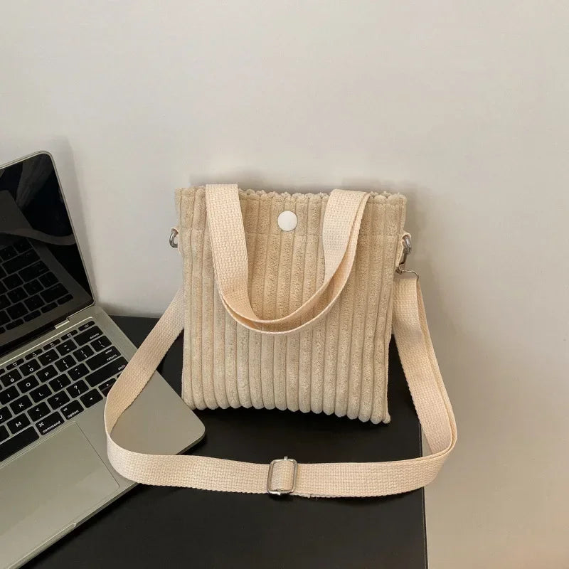 Mini Corduroy Zipper Shoulder Bag Spring Handbag