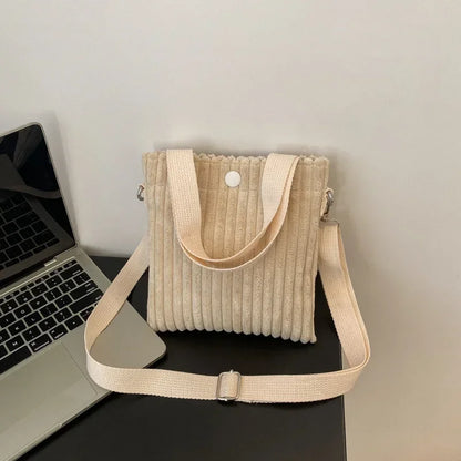 Mini Corduroy Zipper Shoulder Bag Spring Handbag