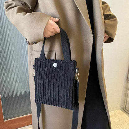 Mini Corduroy Zipper Shoulder Bag Spring Handbag