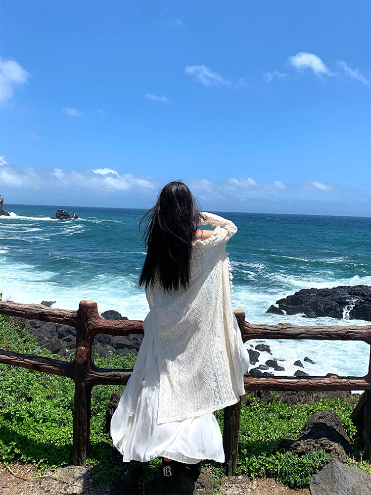 Minimalist White Spaghetti Strap Maxi Dress Chic Island Getaway Look