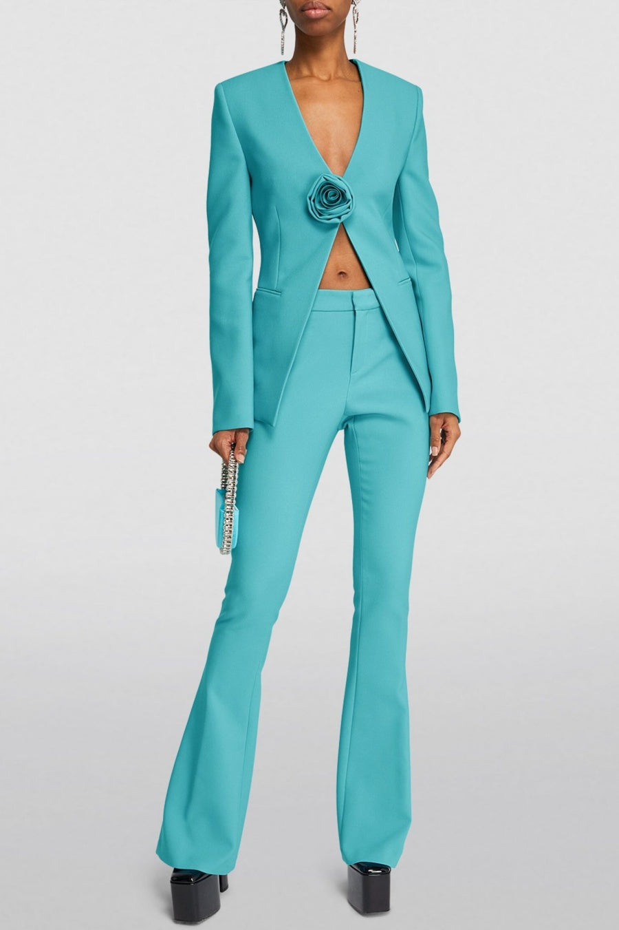 Minya Rose-embellished Collarless Blazer Set