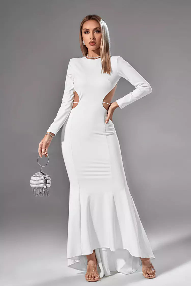 Miriam White Backless Diamante Dress