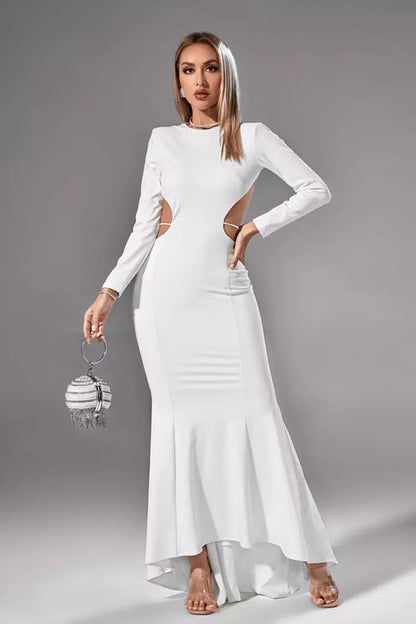 Miriam White Backless Diamante Dress