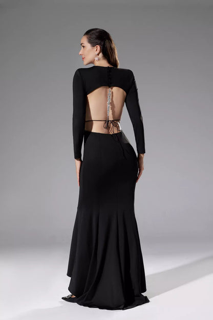 Miriam Black Backless Diamante Dress