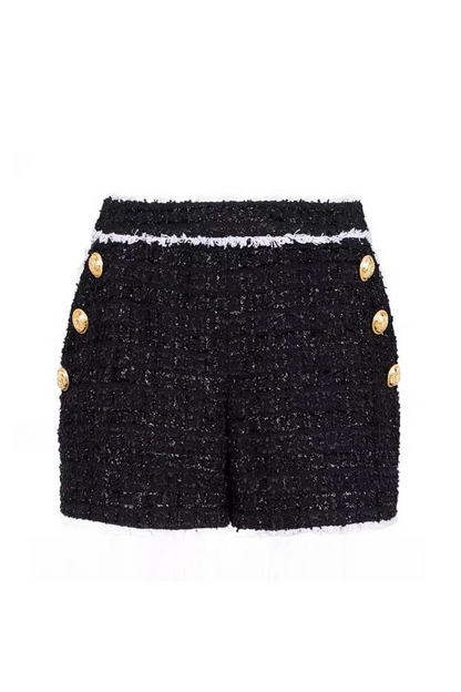 Mishka Breasted Tweed Jacket With Belt- Black