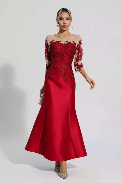 Monica Red Floral Mermaid Maxi Dress