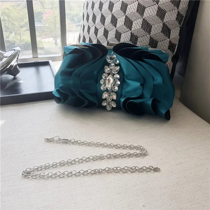 Elegant Red Evening Rhinestone Clutch Wristlet