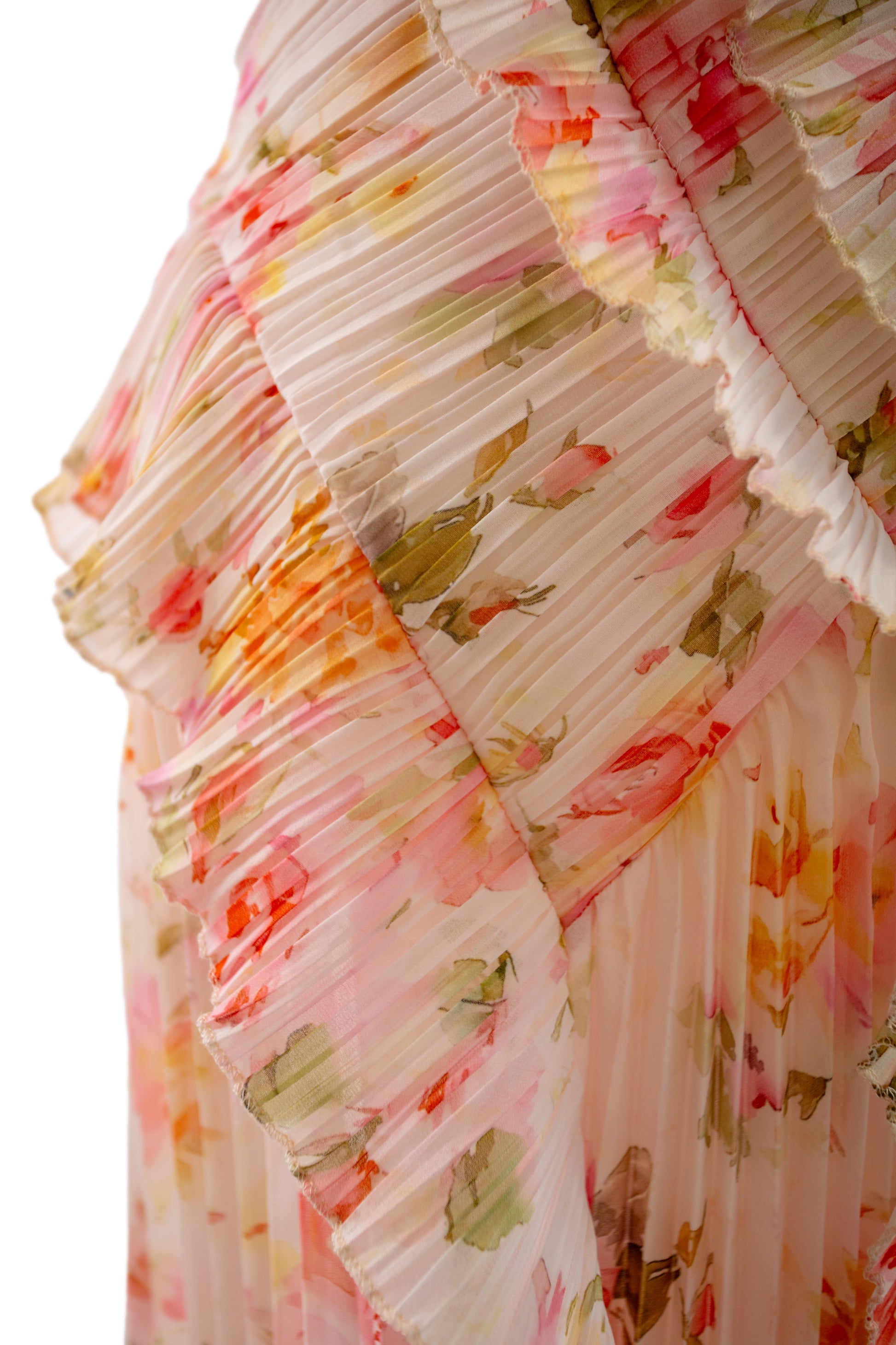 Date Night Dresses Maxi Asymmetrical Pleated Ruffles Sleeveless Floral Print Halter Elegant Dress