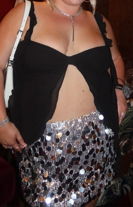 Isabetta Silver Sequin Mini Skirt