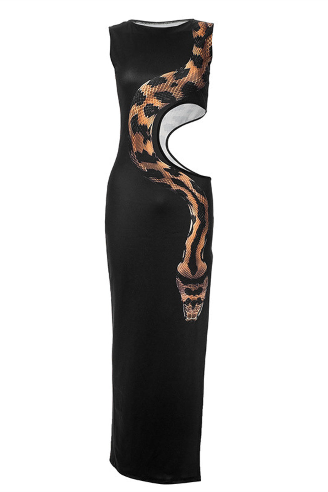 Yetta Snake Printed Cut-out Maxi Dress