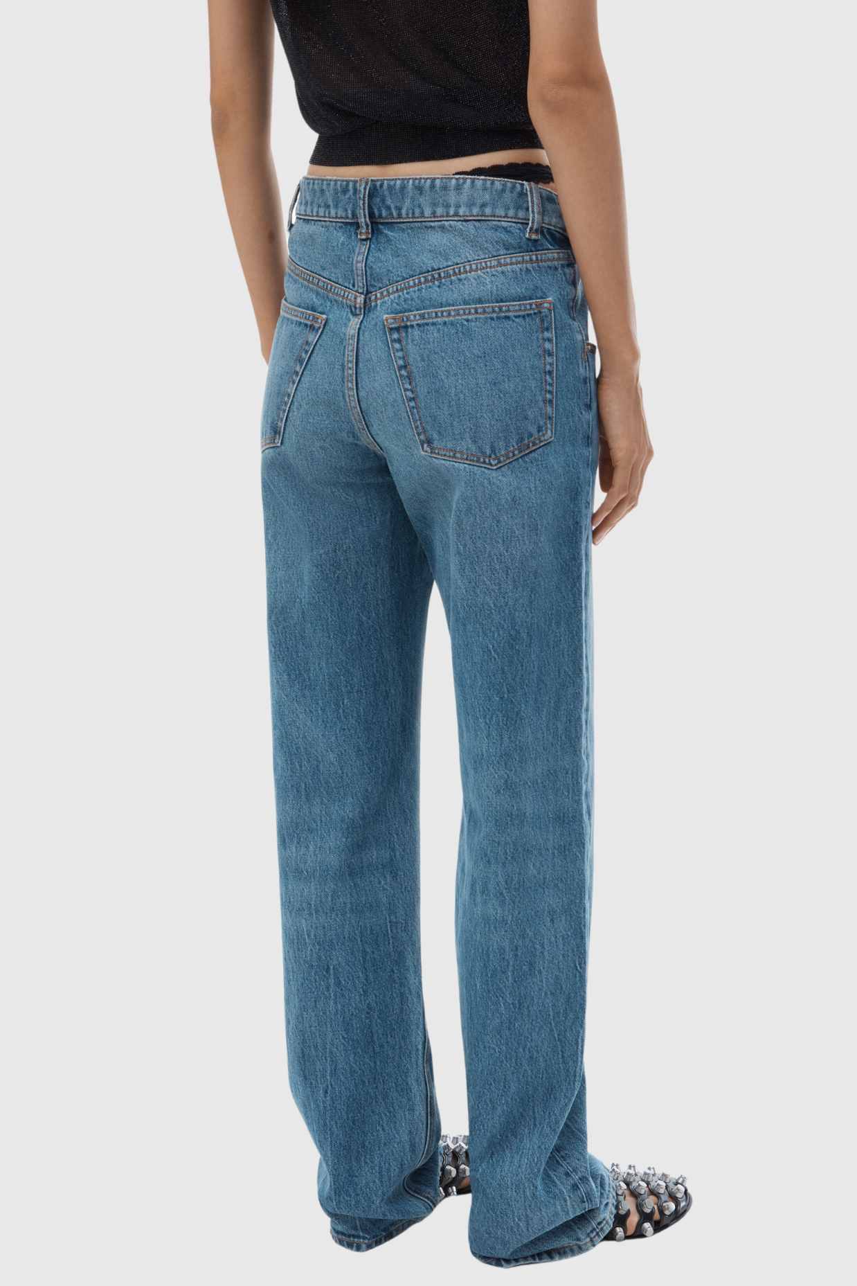 Narwa Asymmetrical Lace Waistband Jeans