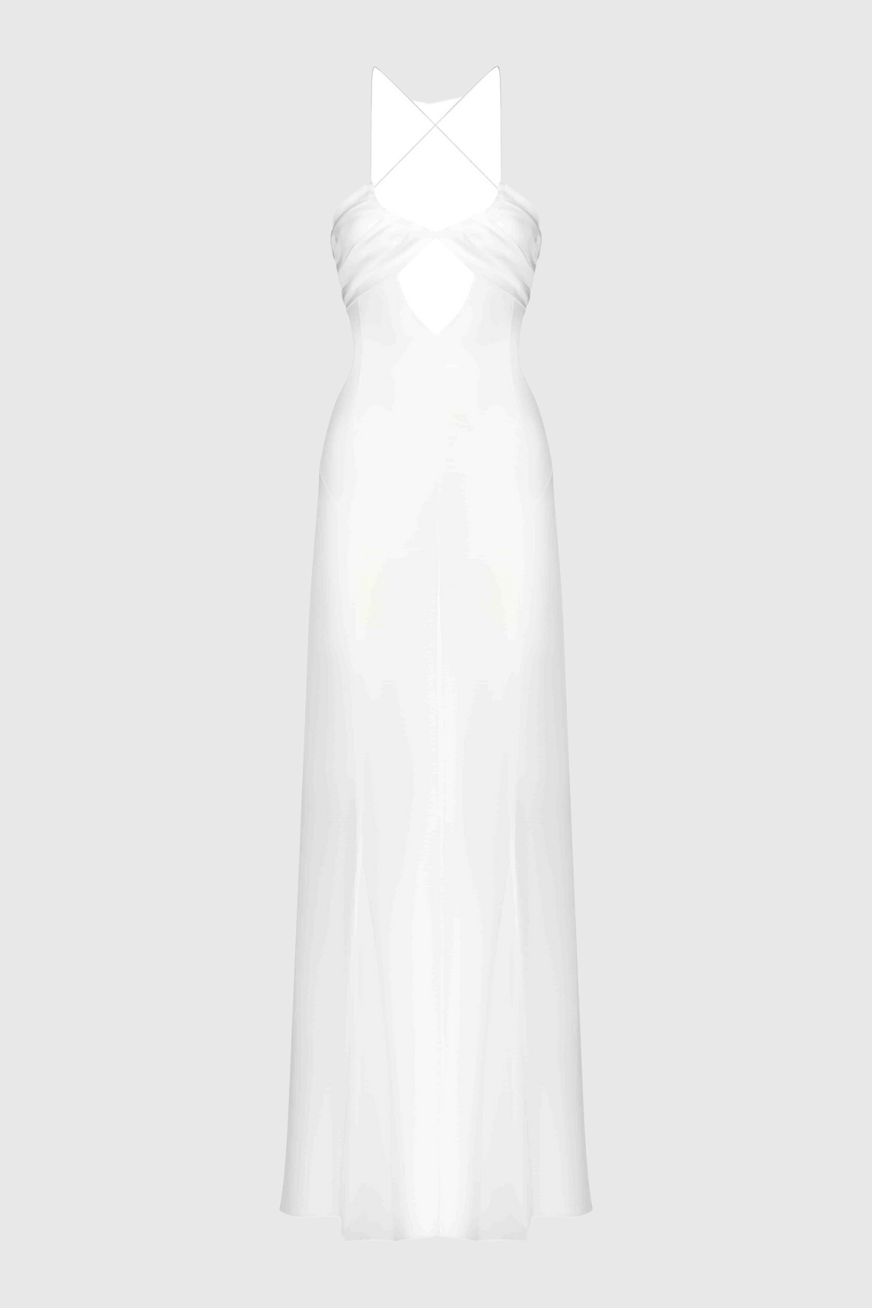Natane Chiffon Cutout Backless Maxi Dress - White