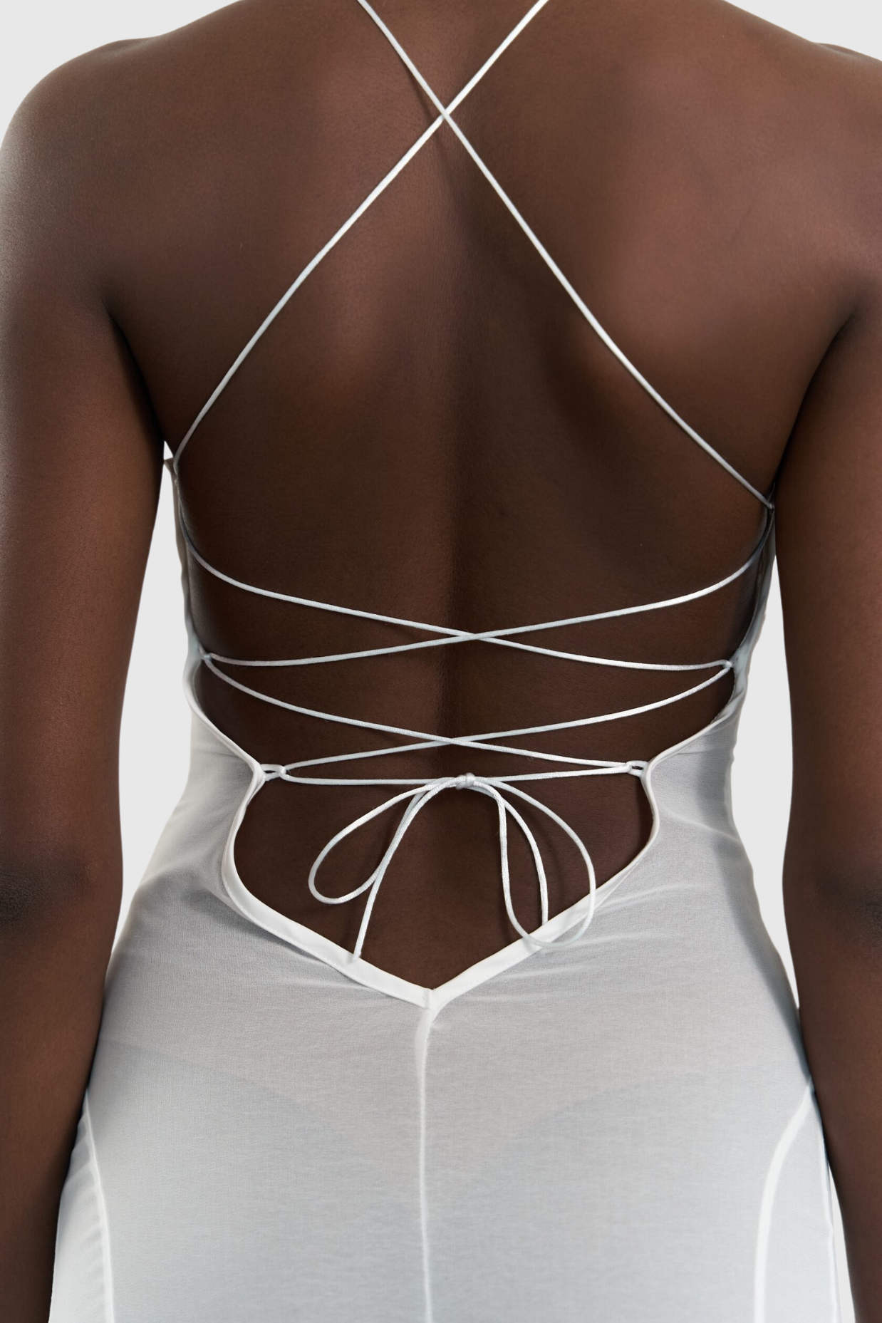 Natane Chiffon Cutout Backless Maxi Dress - White