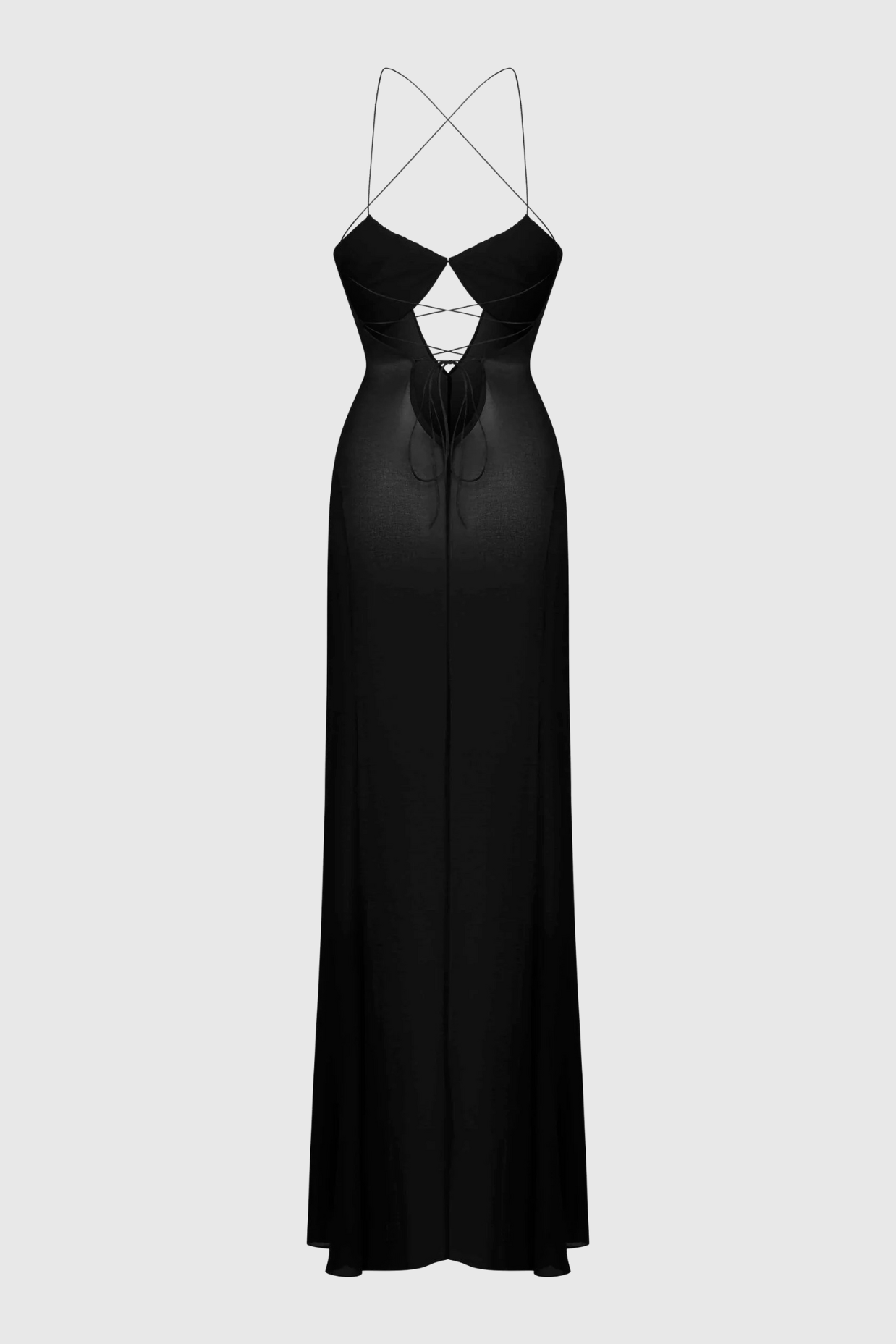 Natane Chiffon Cutout Backless Maxi Dress - Black