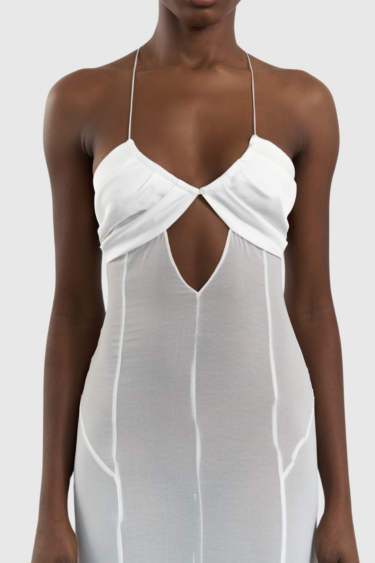 Natane Chiffon Cutout Backless Maxi Dress - White