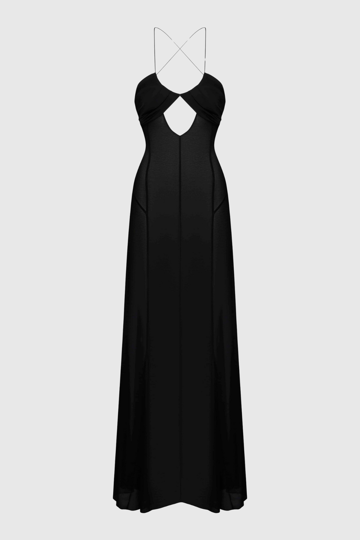 Natane Chiffon Cutout Backless Maxi Dress - Black