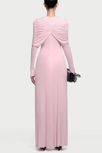 Natosha Ruched Knot Cape Maxi Dress - Pink