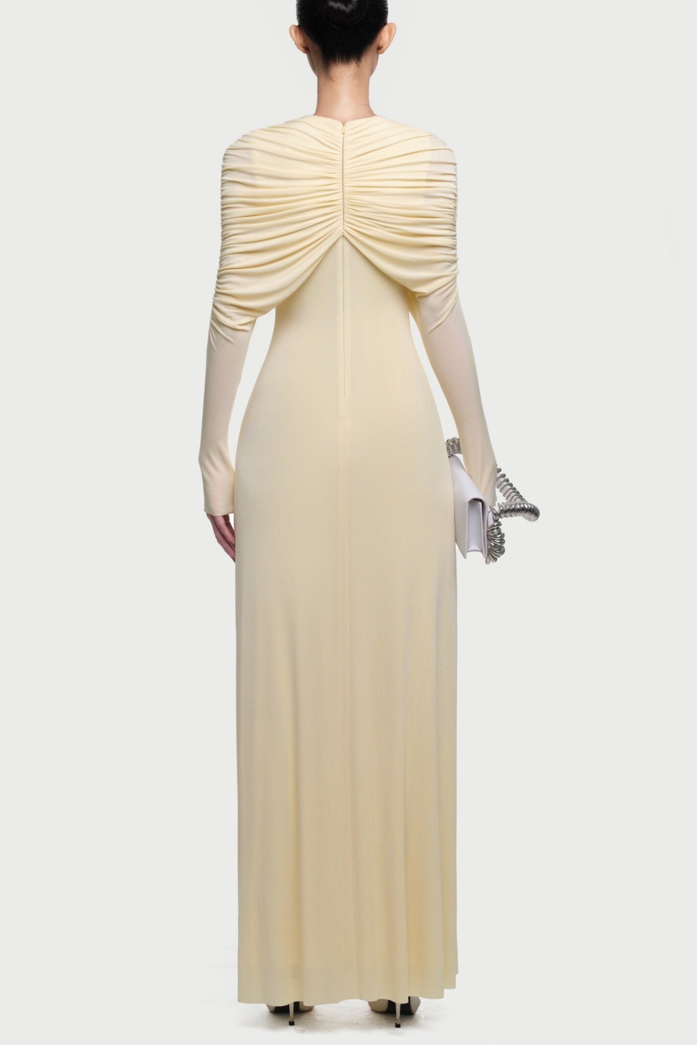 Natosha Ruched Knot Cape Maxi Dress - Yellow