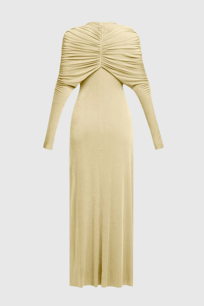 Natosha Ruched Knot Cape Maxi Dress - Yellow