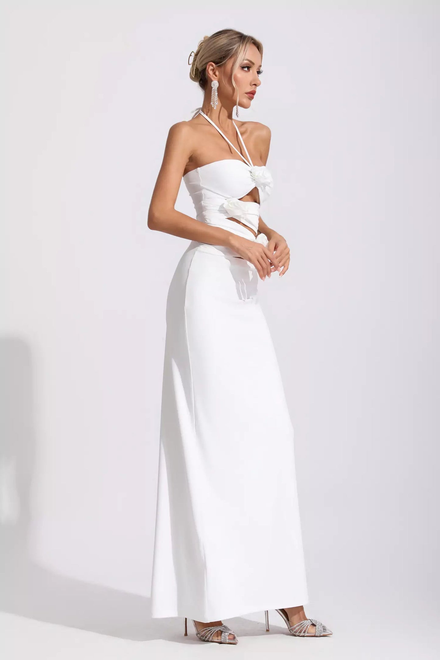 Nayeli White Floral Maxi Dress