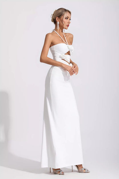 Nayeli White Floral Maxi Dress