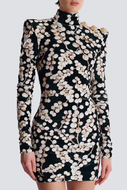 Nette Redcurrant Print Velvet Mini Dress