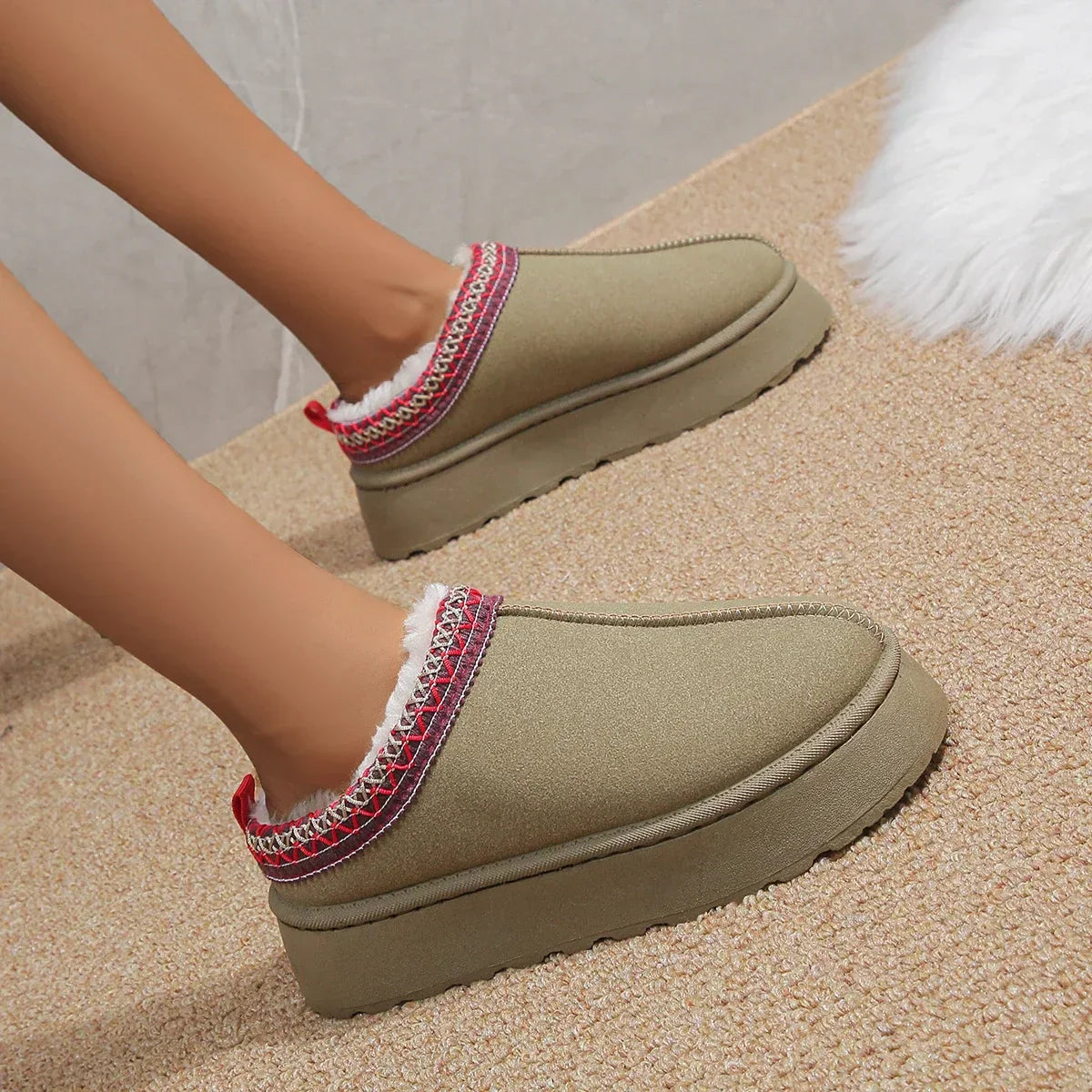 Ankle Flats Platform Stylish Plush Warm Fashion Snow Boot