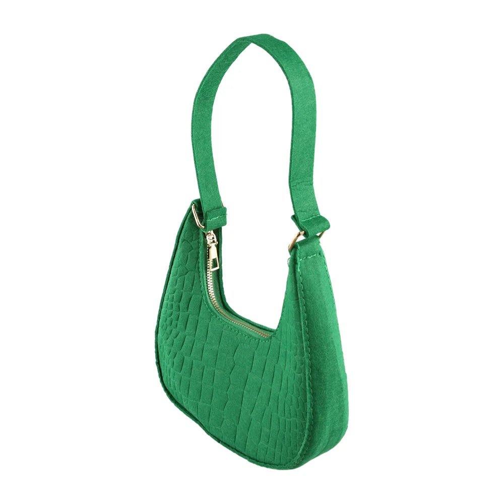 Felt Solid Color Retro Underarm Shoulder Bag