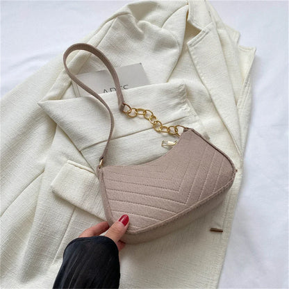 Felt Solid Color Retro Underarm Shoulder Bag