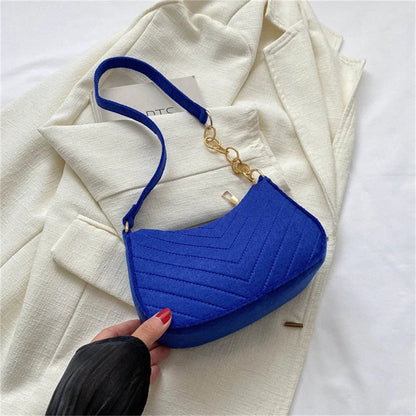 Felt Solid Color Retro Underarm Shoulder Bag