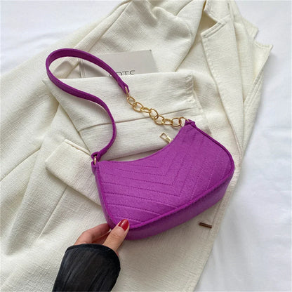 Felt Solid Color Retro Underarm Shoulder Bag