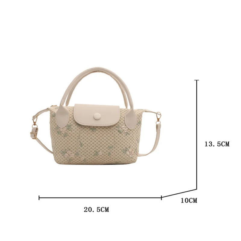 Casual Straw Crossbody Bag Travel Beach Handbag