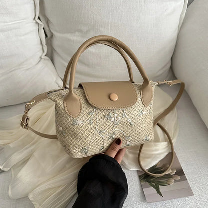 Casual Straw Crossbody Bag Travel Beach Handbag