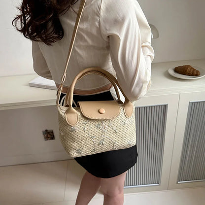 Casual Straw Crossbody Bag Travel Beach Handbag
