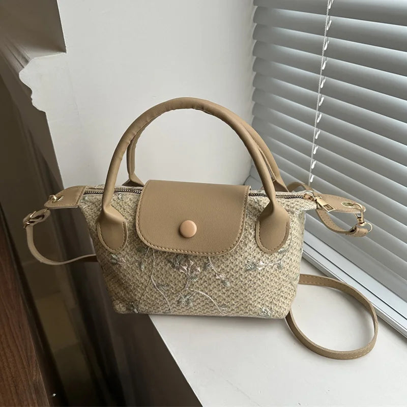 Casual Straw Crossbody Bag Travel Beach Handbag